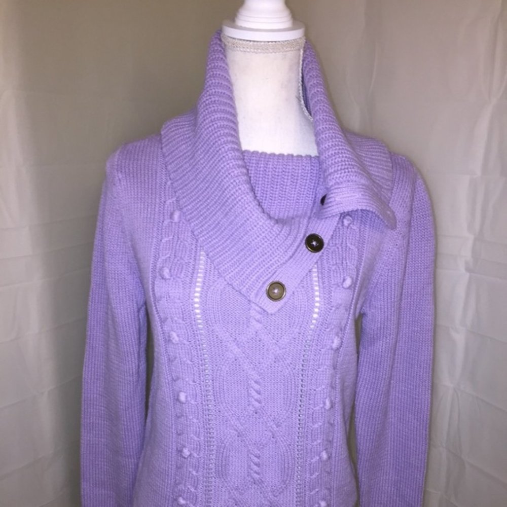 Rafaella pulllover sweater M mauve w/ cowl collar